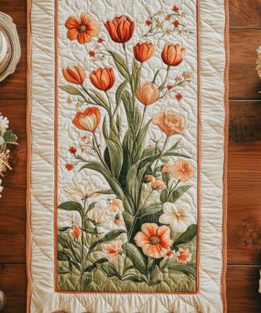 Floral Frame Quilted Table Runner