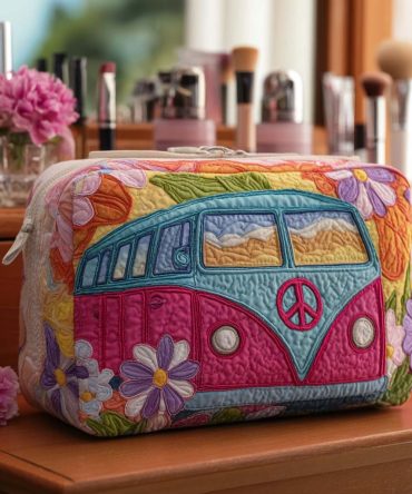Floral Freedom Van Quilted Makeup Bag