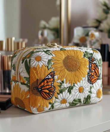 Floral Glow Quilted Makeup Bag