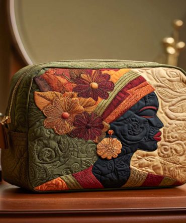 Floral Grace Quilted Makeup Bag