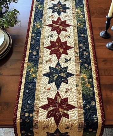 Floral Grace Quilted Table Runner