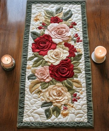 Floral Grace Quilted Table Runner