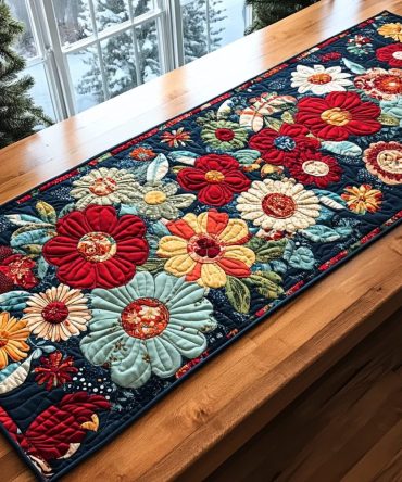 Floral Harmony Quilted Table Runner
