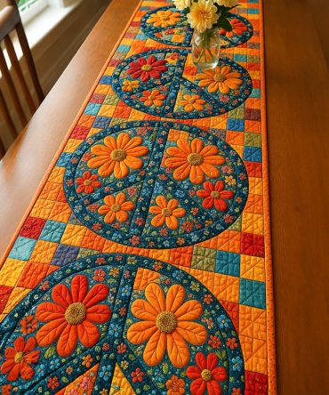 Floral Harmony Quilted Table Runner
