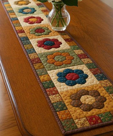 Floral Harmony Quilted Table Runner