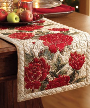 Floral Harmony Quilted Table Runner