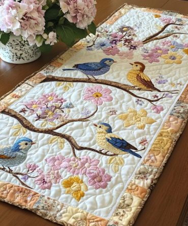 Floral Harmony Quilted Table Runner