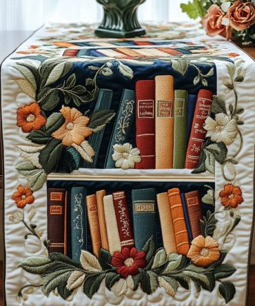 Floral Library Quilted Table Runner