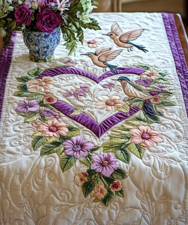 Floral Melody Quilted Table Runner