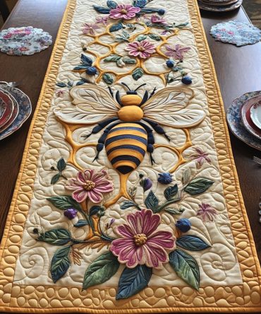 Floral Nectar Harmony Quilted Table Runner