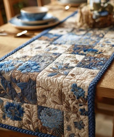 Floral Patchwork Quilted Table Runner