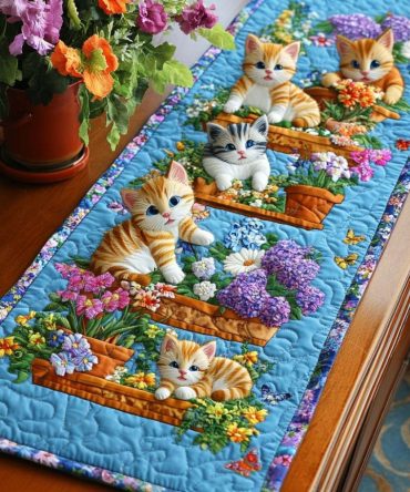 Floral Paws Quilted Table Runner