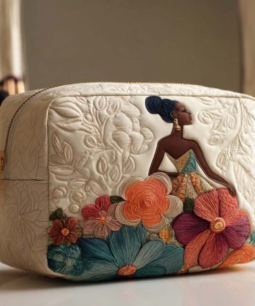 Floral Queen Quilted Makeup Bag