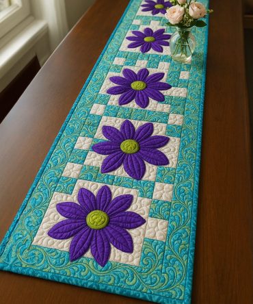 Floral Radiance Quilted Table Runner
