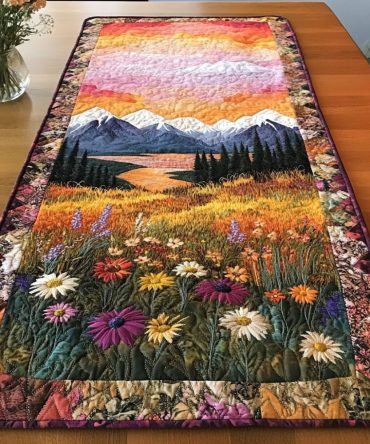 Floral Rays Quilted Table Runner