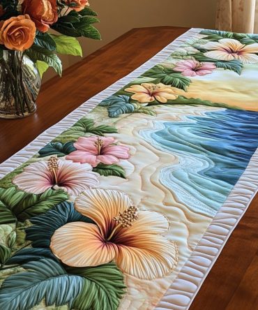 Floral Serenity Quilted Table Runner