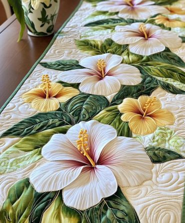 Floral Serenity Quilted Table Runner