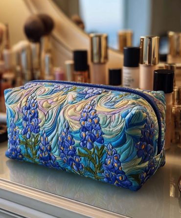 Floral Swirl Quilted Makeup Bag