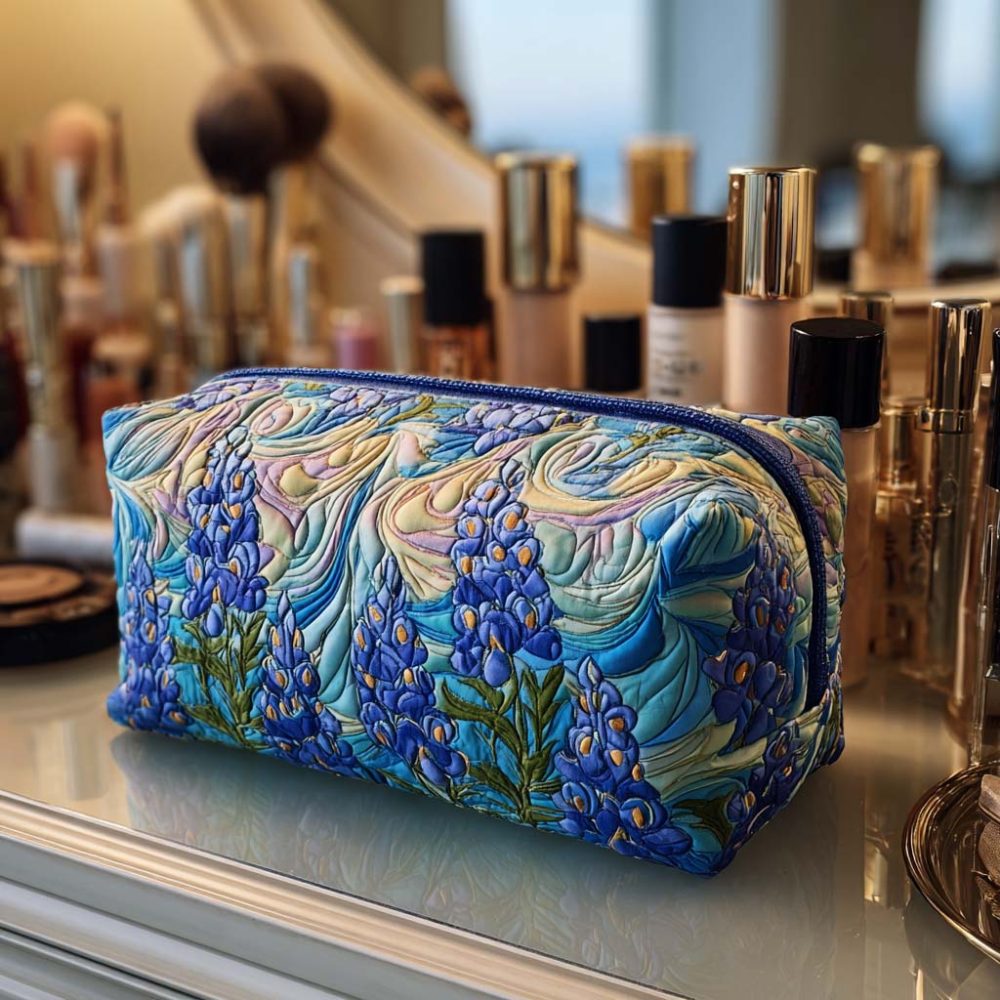 Floral Swirl Quilted Makeup Bag