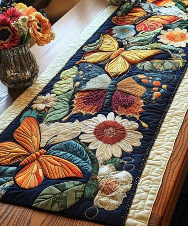 Floral Symphony Quilted Table Runner