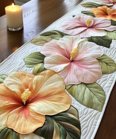 Flower Beauty Quilted Table Runner