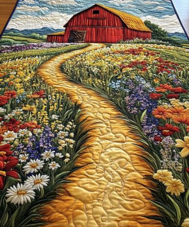 Flower Path And Barn Quilted Table Runner