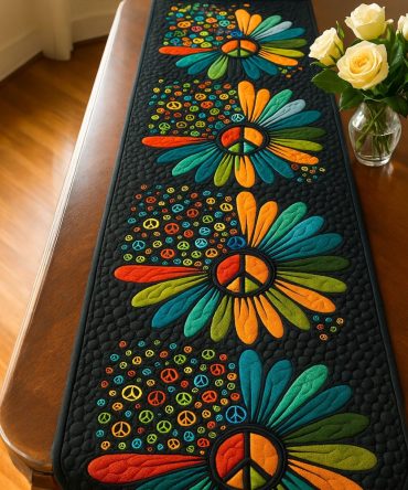 Flower Peace Quilted Table Runner