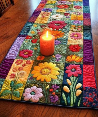 Flower Power Quilted Table Runner