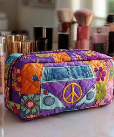 Flower Power Van Quilted Makeup Bag