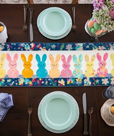 Fluffy Bunny Bliss Quilted Table Runner