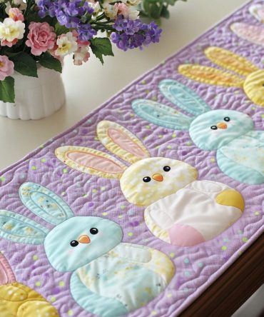 Fluffy Peeps Charm Quilted Table Runner