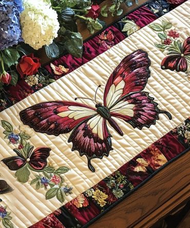 Flutter And Bloom Quilted Table Runner