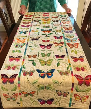 Fluttering Butterflies Quilted Table Runner