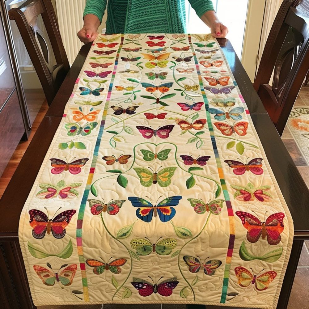 Fluttering Butterflies Quilted Table Runner