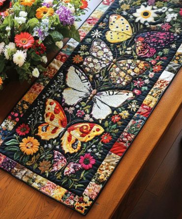 Fluttering Garden Quilted Table Runner