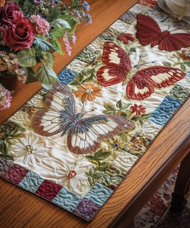 Fluttering Petals Quilted Table Runner