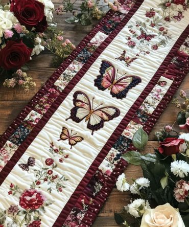 Fluttering Serenity Quilted Table Runner
