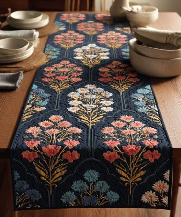 Folk Blossom Quilted Table Runner
