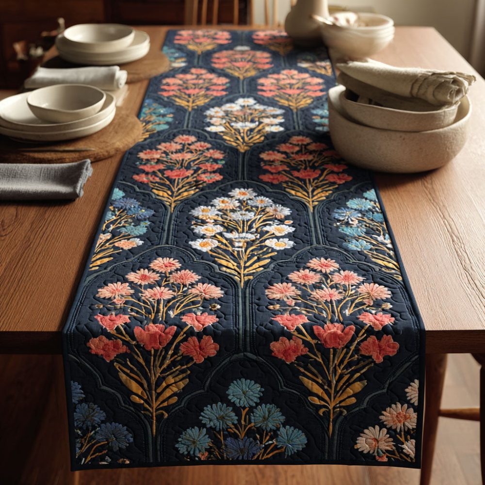 Folk Blossom Quilted Table Runner