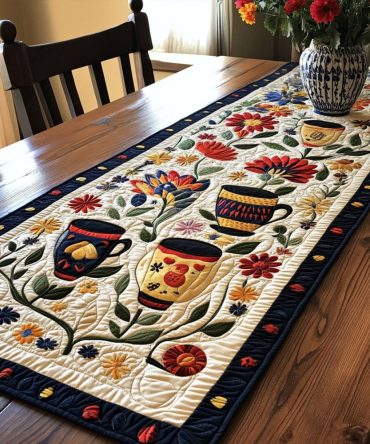 Folk Garden Quilted Table Runner