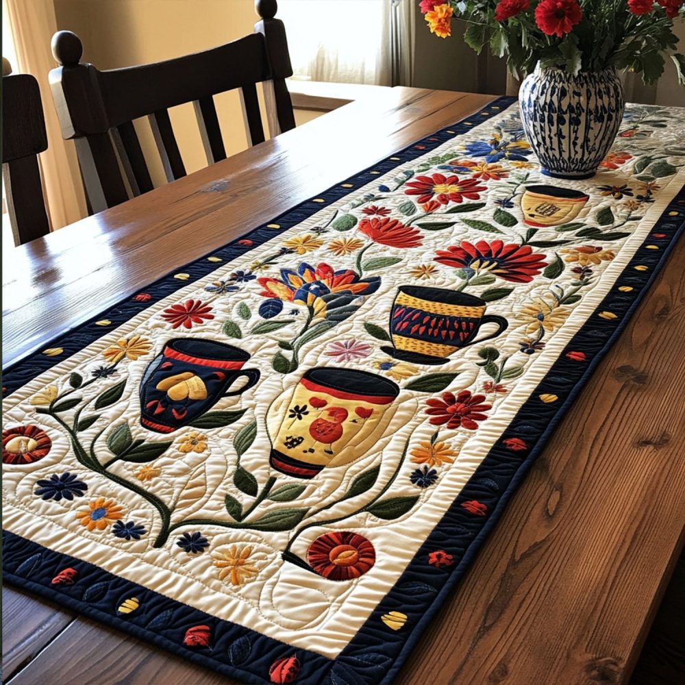 Folk Garden Quilted Table Runner