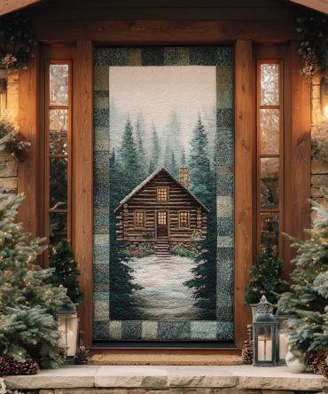 Forest Cabin Quilted Door Cover