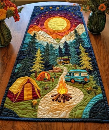 Forest Camp Trail Quilted Table Runner
