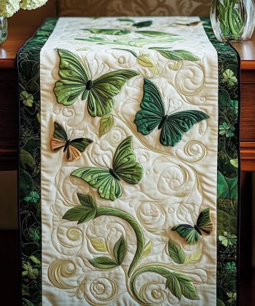 Forest Flutter Quilted Table Runner
