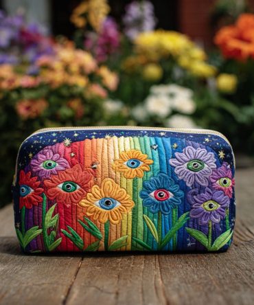 Forest Groove Quilted Makeup Bag