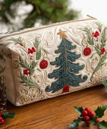 Forest Noel Quilted Makeup Bag