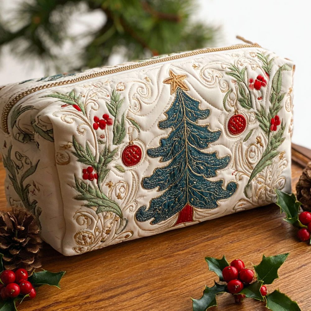 Forest Noel Quilted Makeup Bag