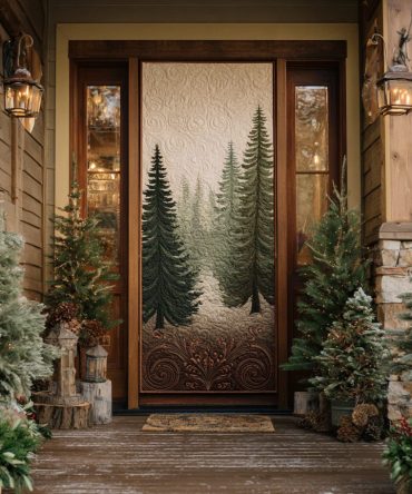 Forest Serenity Quilted Door Cover