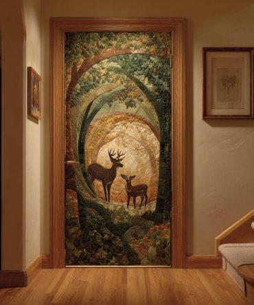 Forest Stag Quilted Door Cover