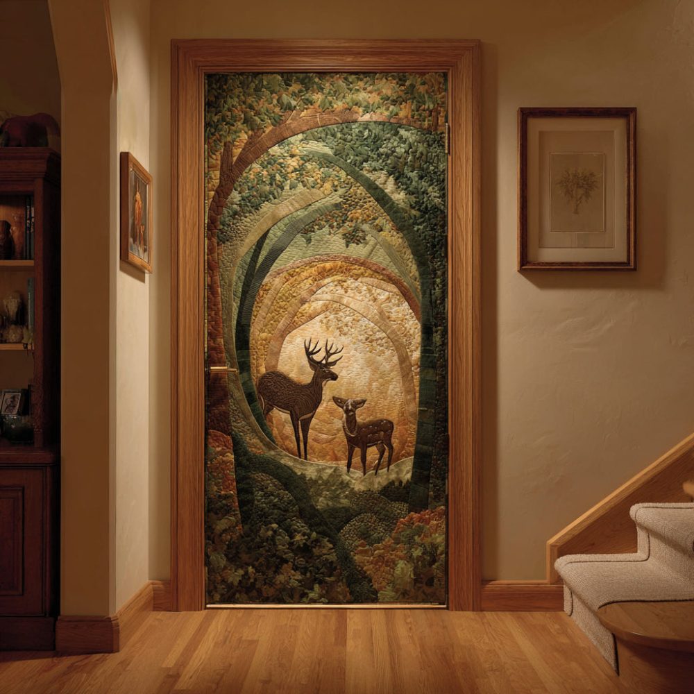 Forest Stag Quilted Door Cover